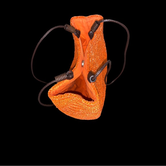 Wheat Straw Orange Bohemian Style Bucket Shoulder Bag - Picture 3 of 16